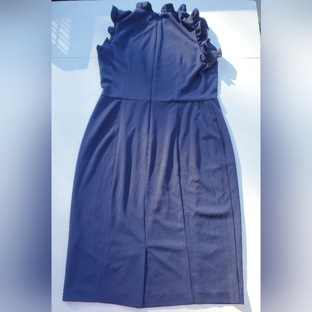 Maggy London Navy Ruffle Sleeve Midi Dress - Picture 4 of 11
